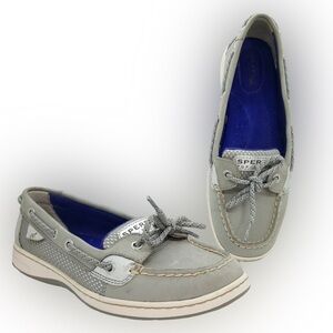 Sperry Women's Top-Sider Boat Shoes 6 M Gray Silver Slip On 9266040